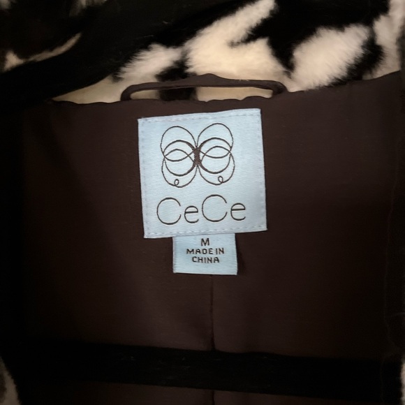 CeCe L'amour Women's Size M faux-Fur Houndstooth-Print Jacket, Black, NWOT - Picture 6 of 7